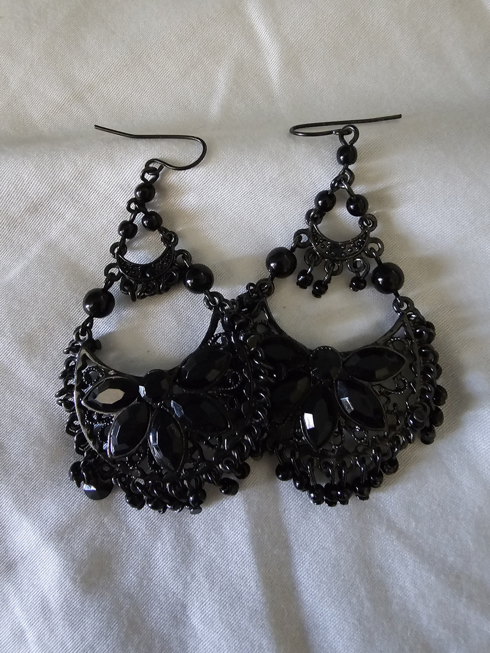 Black Statement Dangle Earrings - Unbranded